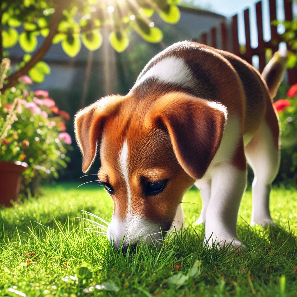 Dog Eating Grass