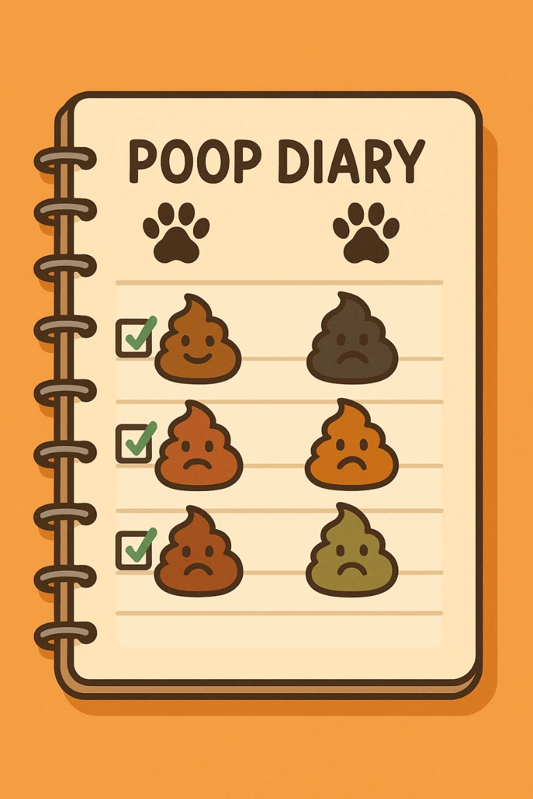 Dog poop tracking journal to monitor changes in stool color and consistency for health
