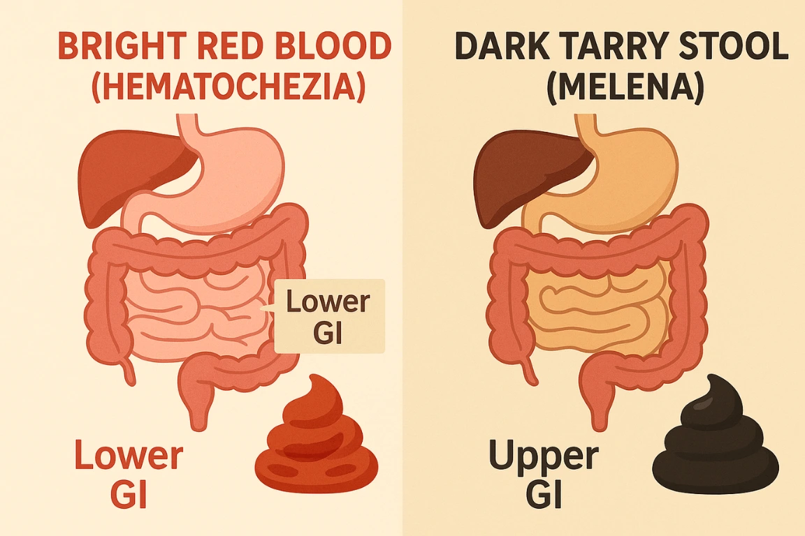Bright red blood vs dark tarry stool in dogs – difference between hematochezia and melena