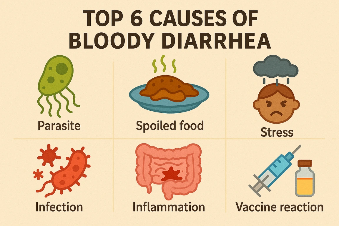 Common causes of bloody diarrhea in dogs including parasites, stress, and dietary changes